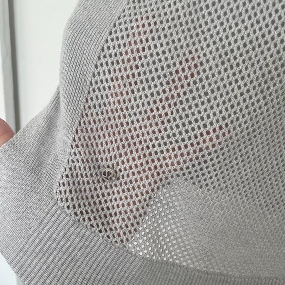 lululemon mesh crochet knit back soft sweater in grey - Picture 3 of 8